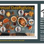 Flyer for a fifth annual deafsgiving in on november 4 2023 from noon to three oclock pm