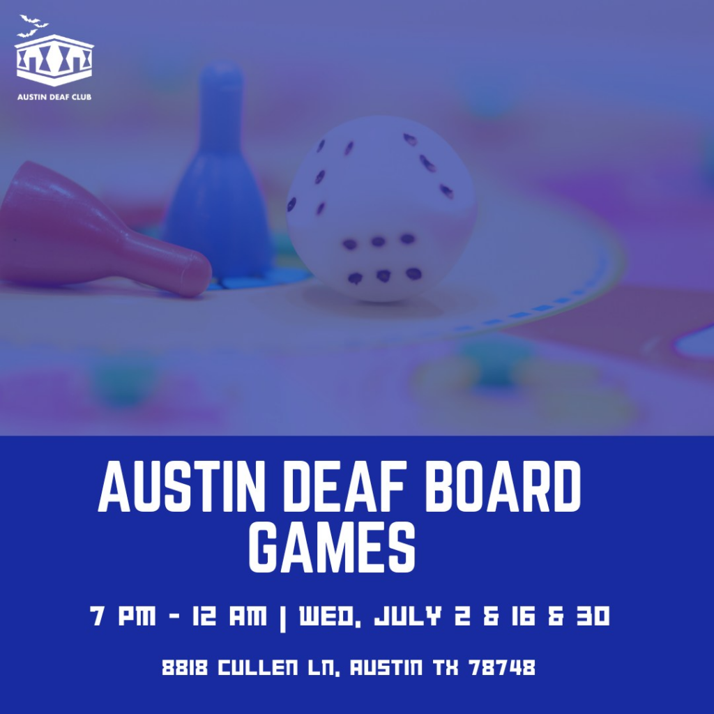 Austin Deaf Club Board Game Flyer